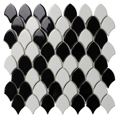 black white fish scale shaped mosaic tile for wall.jpg