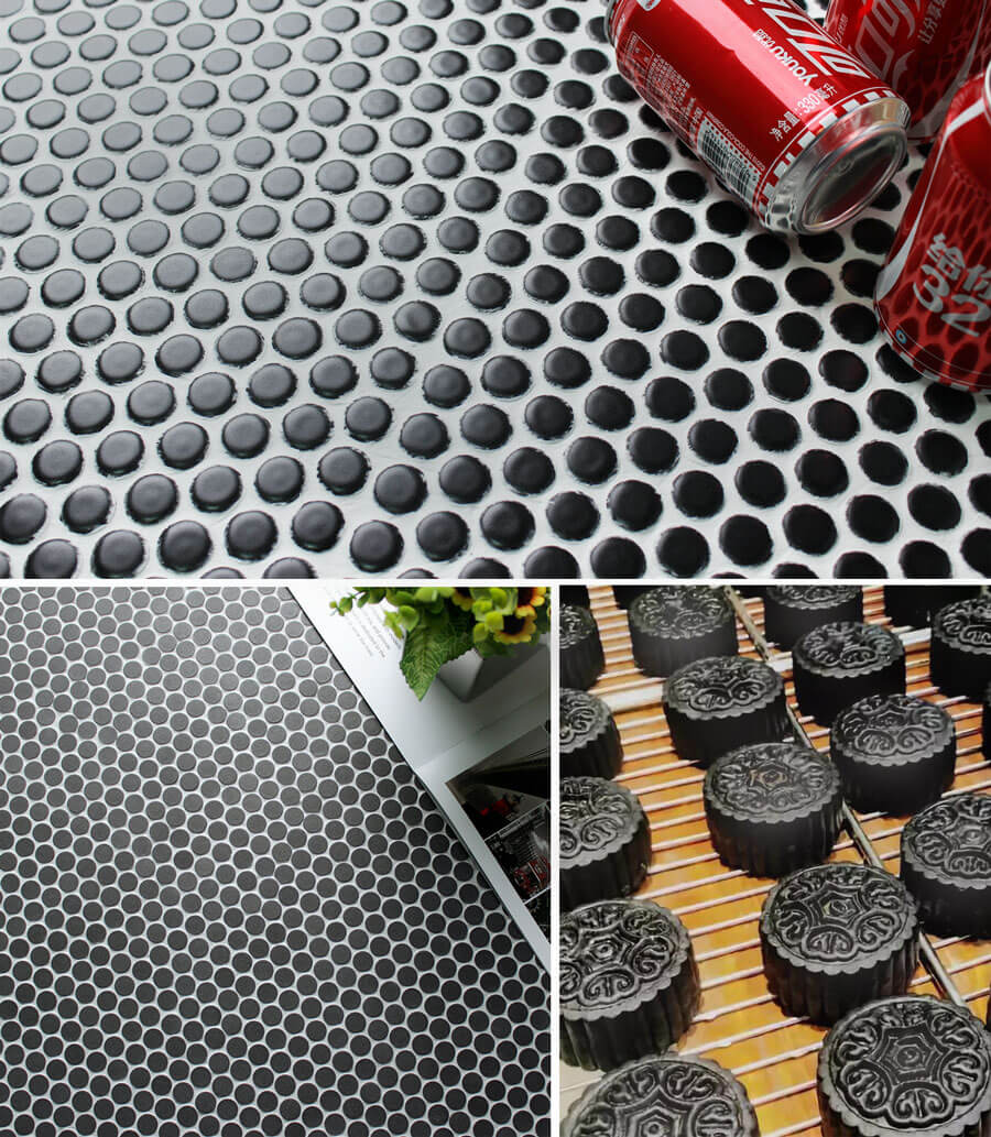 black penny round mosaic tile