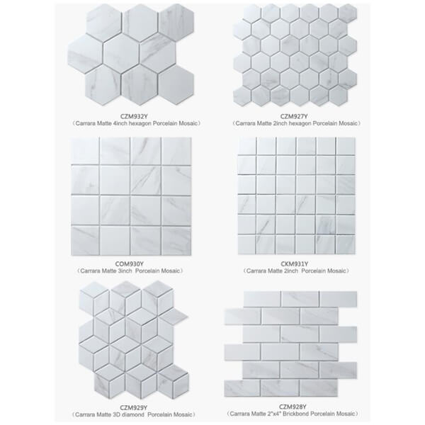 Carrara COM930Y, azulejos de mosaico de porcelana diseños, baldosas de