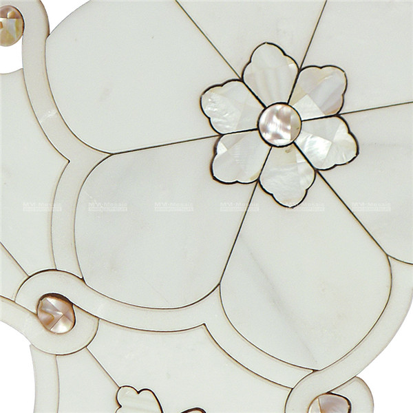 Beautiful Flower Water Jet Mosaic Marble Tiles for Luxury Hotel Floor
