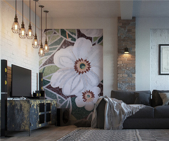flower pattern stone mosaic designs for living room.jpg