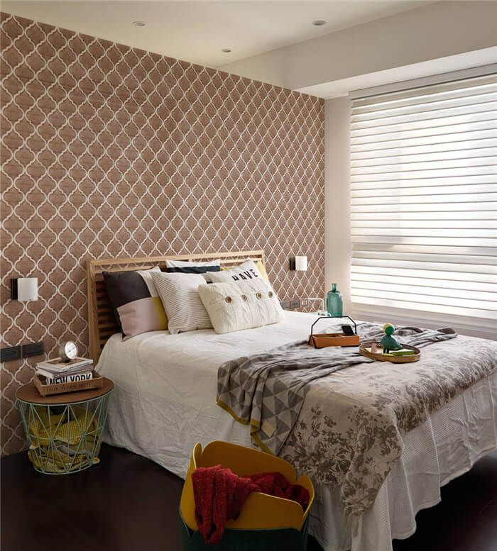 warm bedroom lantern mosaic tile backsplash.jpg