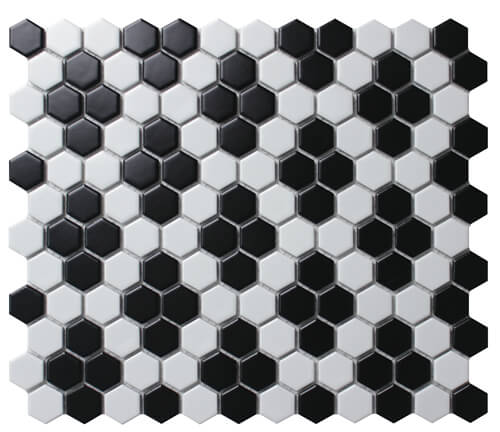 small hexagon black white mosaic floor tile for bathroom paving.jpg