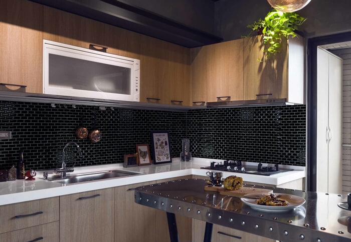 modern kitchen design with black tile backsplash.jpg