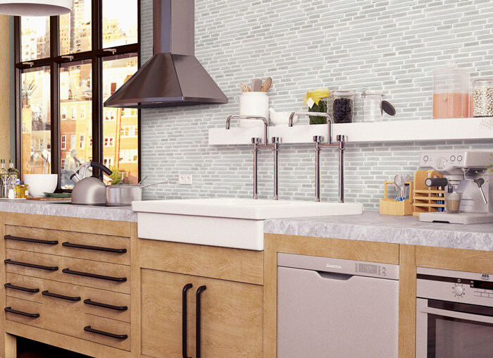 kitchen using beige random tile strip mosaic tile for backsplash.jpg