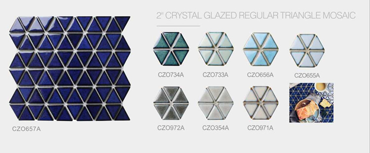 2 inch crystal glazed regular triangle mosaic tiles colors.jpg