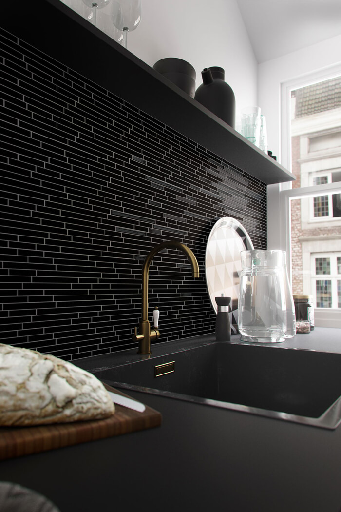 black decorative tile strips for kitchen backsplash.jpg