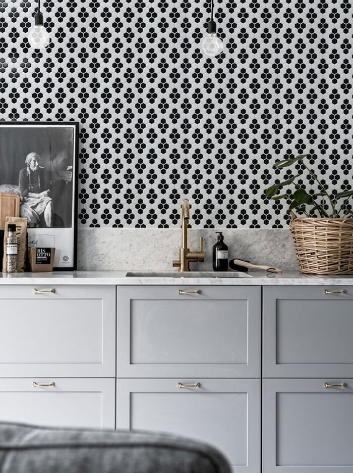 black white hex mosaic tile for kitchen wall.jpg