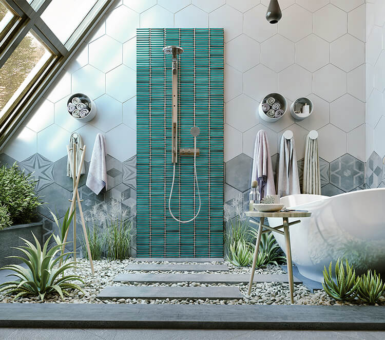 bathroom decorated with green porcelain mosaic.jpg