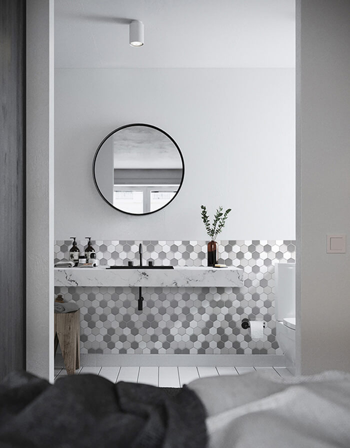 small hexagon mosaic wall for bathroom.jpg