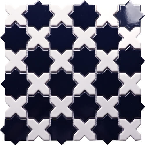 Cross Mosaic Pattern, Blue And White Ceramic Wall Tiles