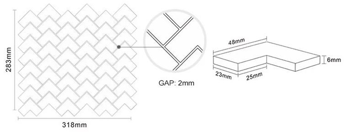 L-shape porcelain black mosaic tiles specification.jpg