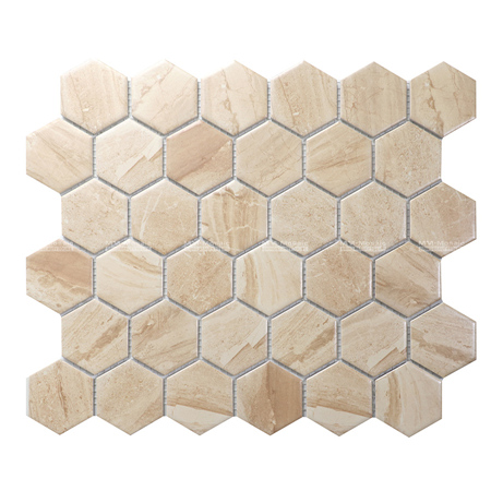 Lvoire travertine porcelain hexagon tile sheets CZO926Y.jpg