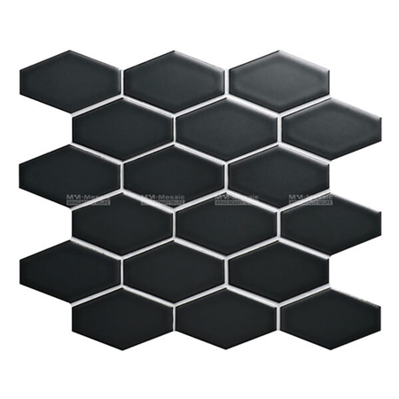 Matte glazed black long hexagon porcelain mosaic CZM117Y.jpg
