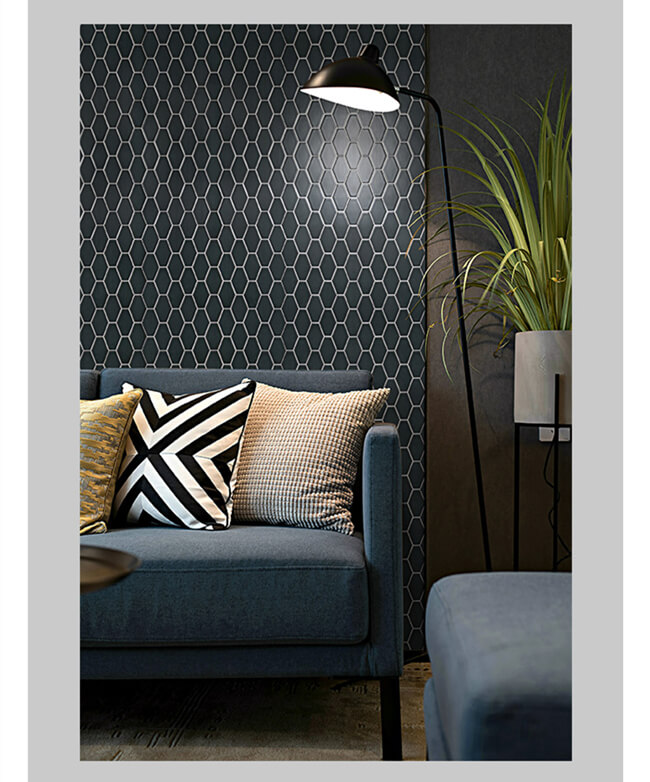 black honeycomb hexagon tile enhances your living room styles .jpg