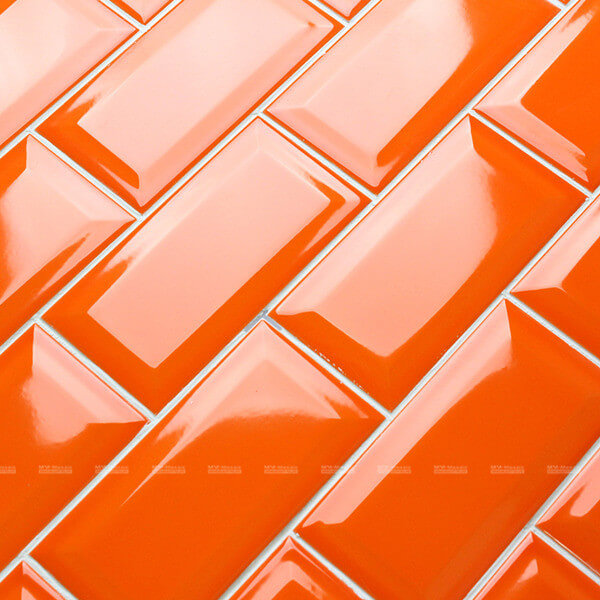 3''x6'' Beveled Glossy Orange Ceramic Wall Tile CZG901MDQ