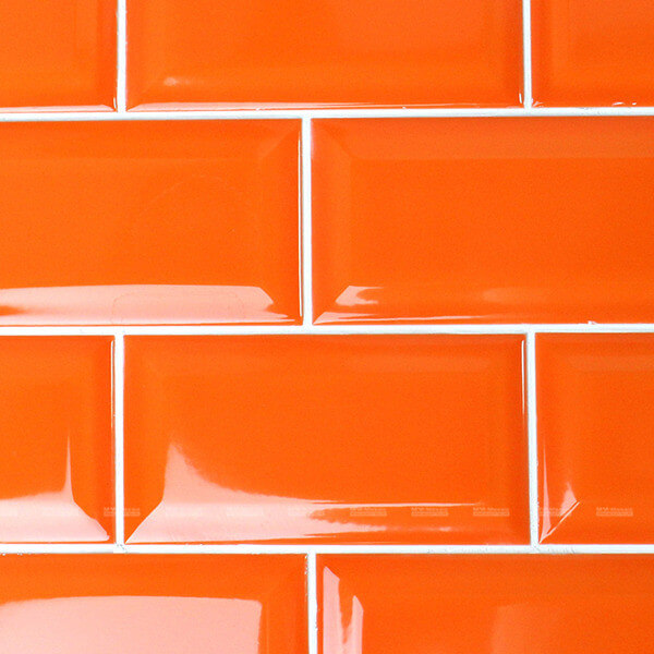 shiny orange ceramic bevelled edge subway tiles CZG901MDQ