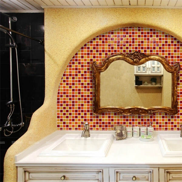 glass mosaic orange blend used in bathroom RHG005NY