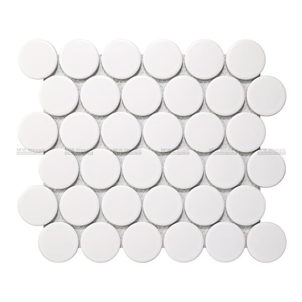 matte white penny round mosaic