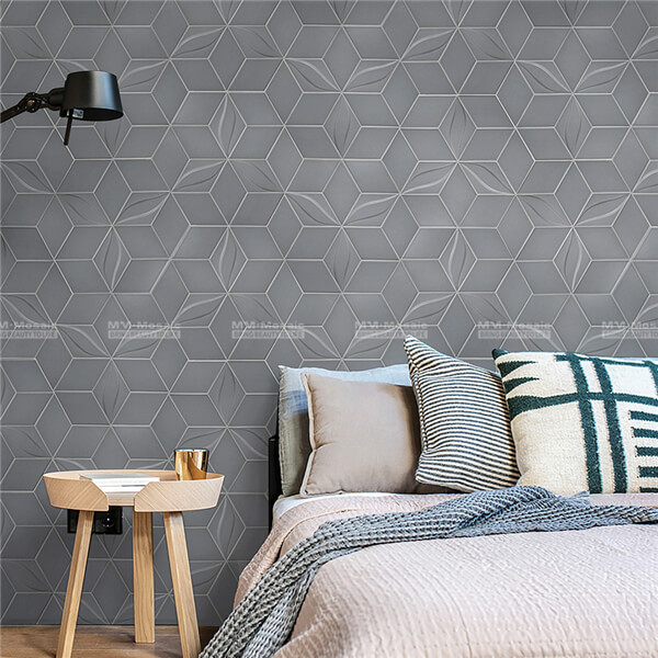 dust grey rhombus porcelain mosaic used in bedroom wall