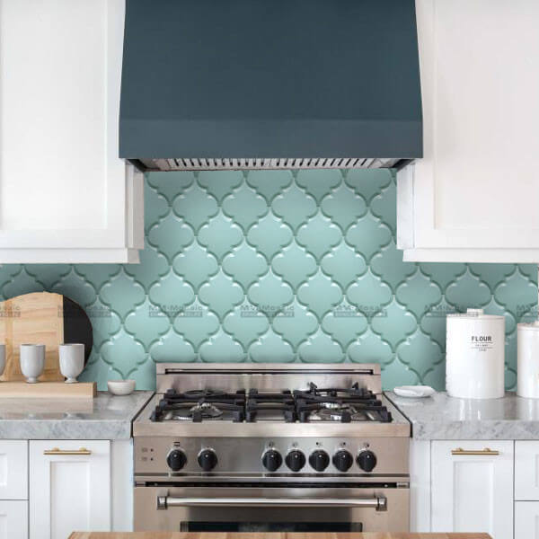 blithe green kitchen porcelain mosaic backsplash