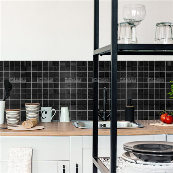 Black textile pattern backsplash