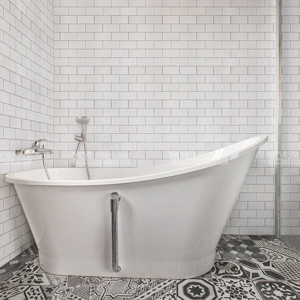 Bathroom Subway Tile with Textile Pattern