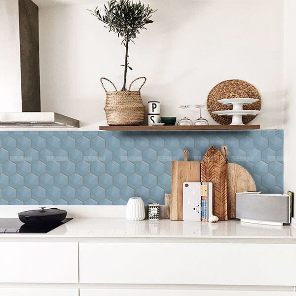 blue mosaic backsplash