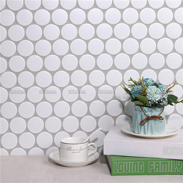 Cookie Circle Ceramic Mosaic Matt White CZM241D