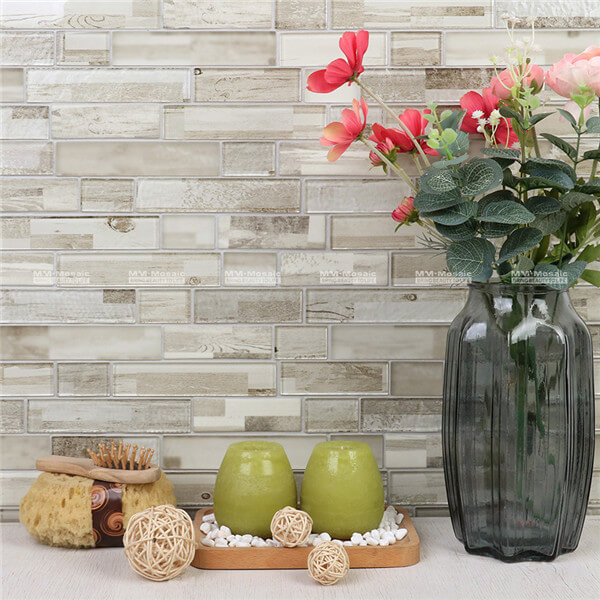 INKJET WOODEN GLASS MOSAIC TILE GZO003M1