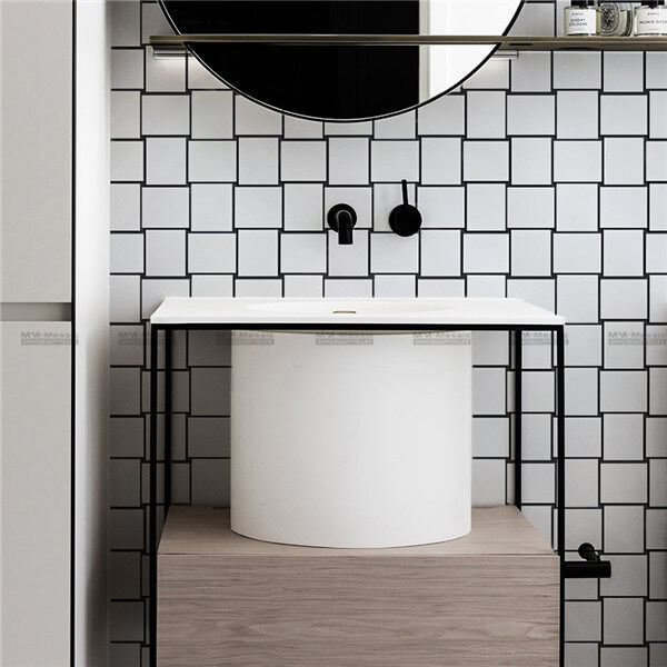 white rectangle mosaic tile in bathroom