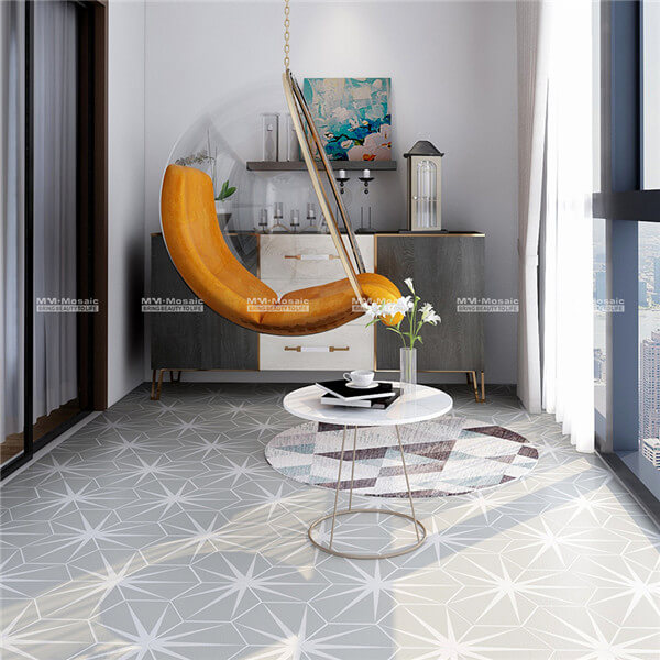 hexagon porcelain mosaic in balcony floor