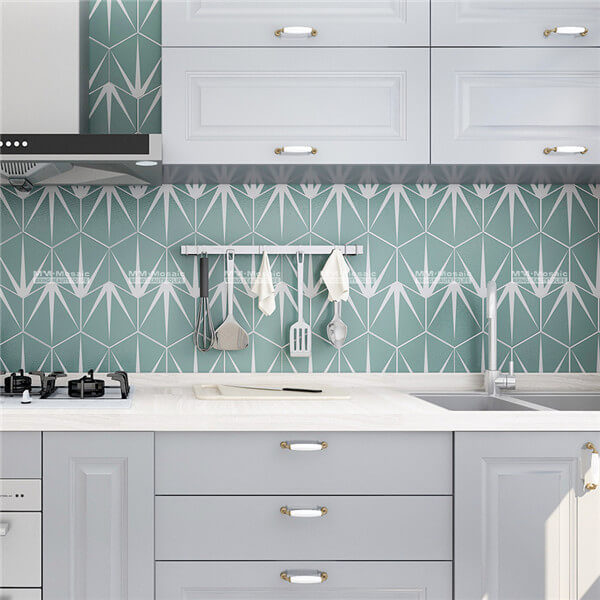 stunning hexagon mosaic tile backsplash