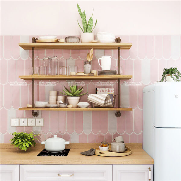 pink beautiful backsplash kitchen tiles