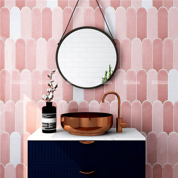 pink mix white feather mosaic