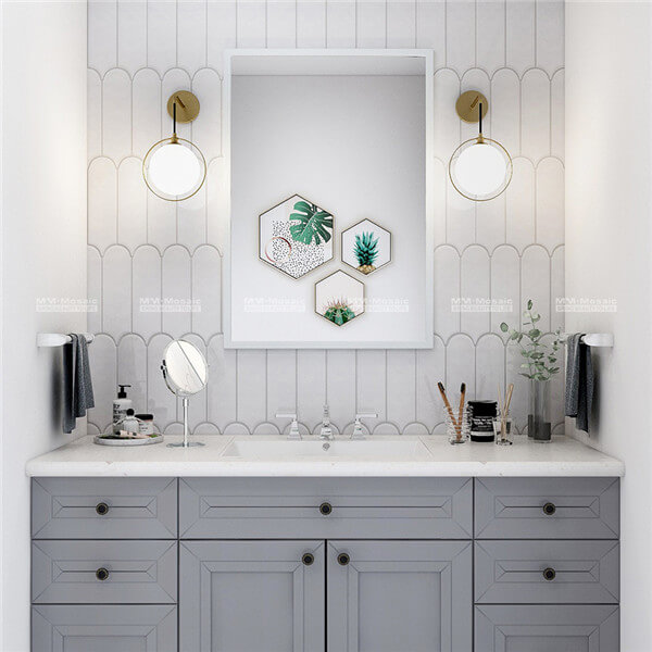 white feather porcelain bathroom tile