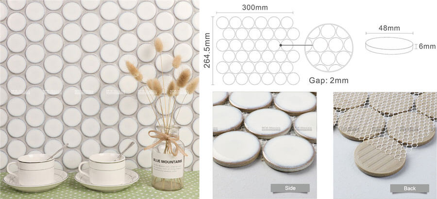 wholesale white penny round tile