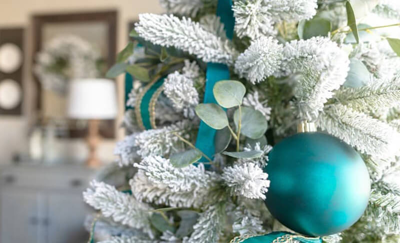 teal christmas tree decor