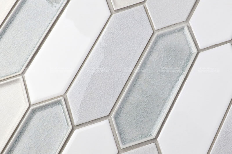 ice crackle mix glossy picket mosaic tile