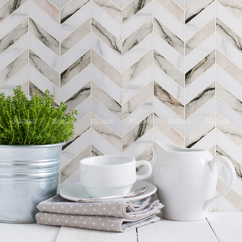 Peel Ans Stick PVC Chevron Mosaic Tile ZOD6007-PS