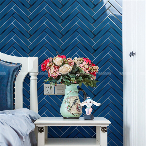 herringbone mosaic tiles blue for bedroom wall CZG601B.jpg
