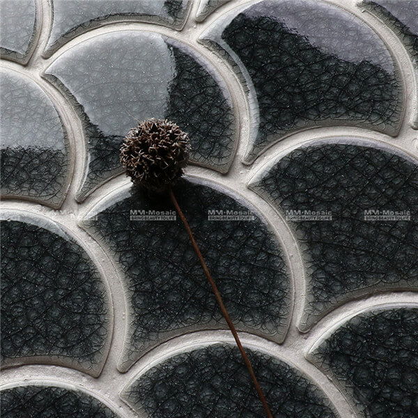 classic black fish scale mosaic tile