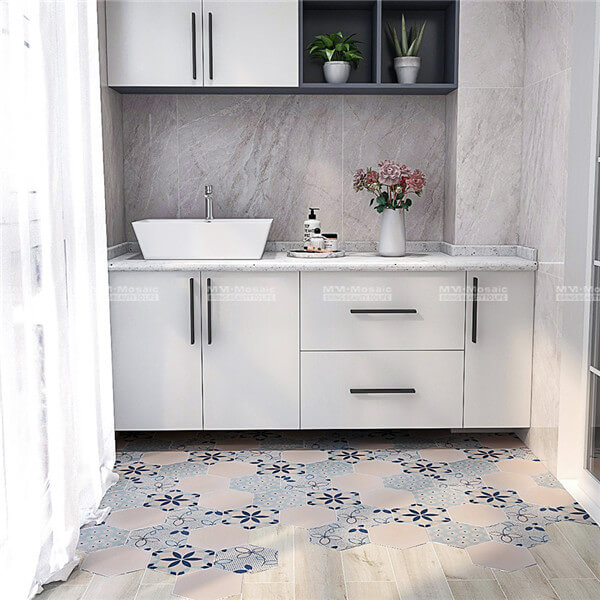 Pink Flower Pattern Flooring