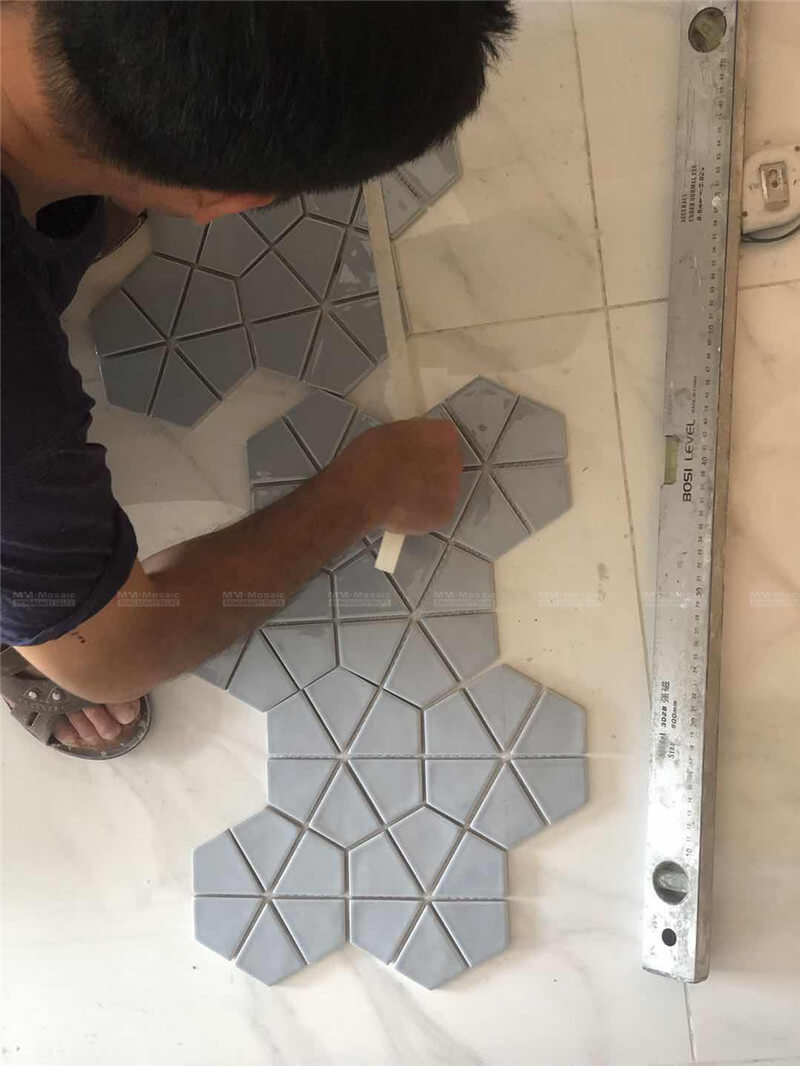 glossy diamond mosaic tile