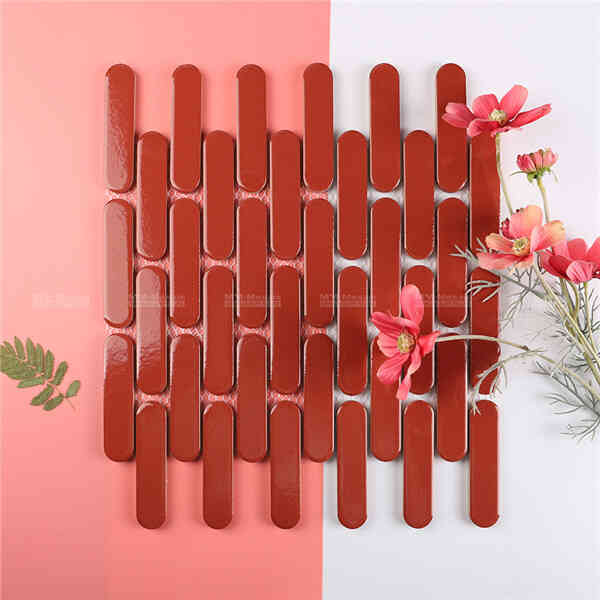 red oval wall tiles in tile shop