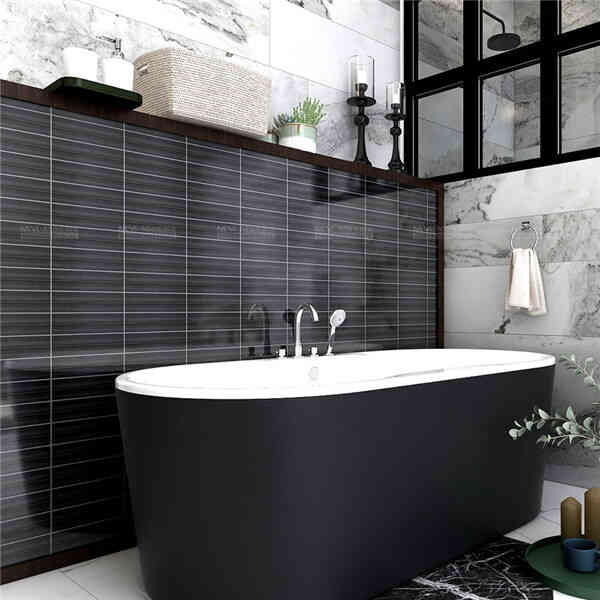 modern bathroom design with black feature wall
