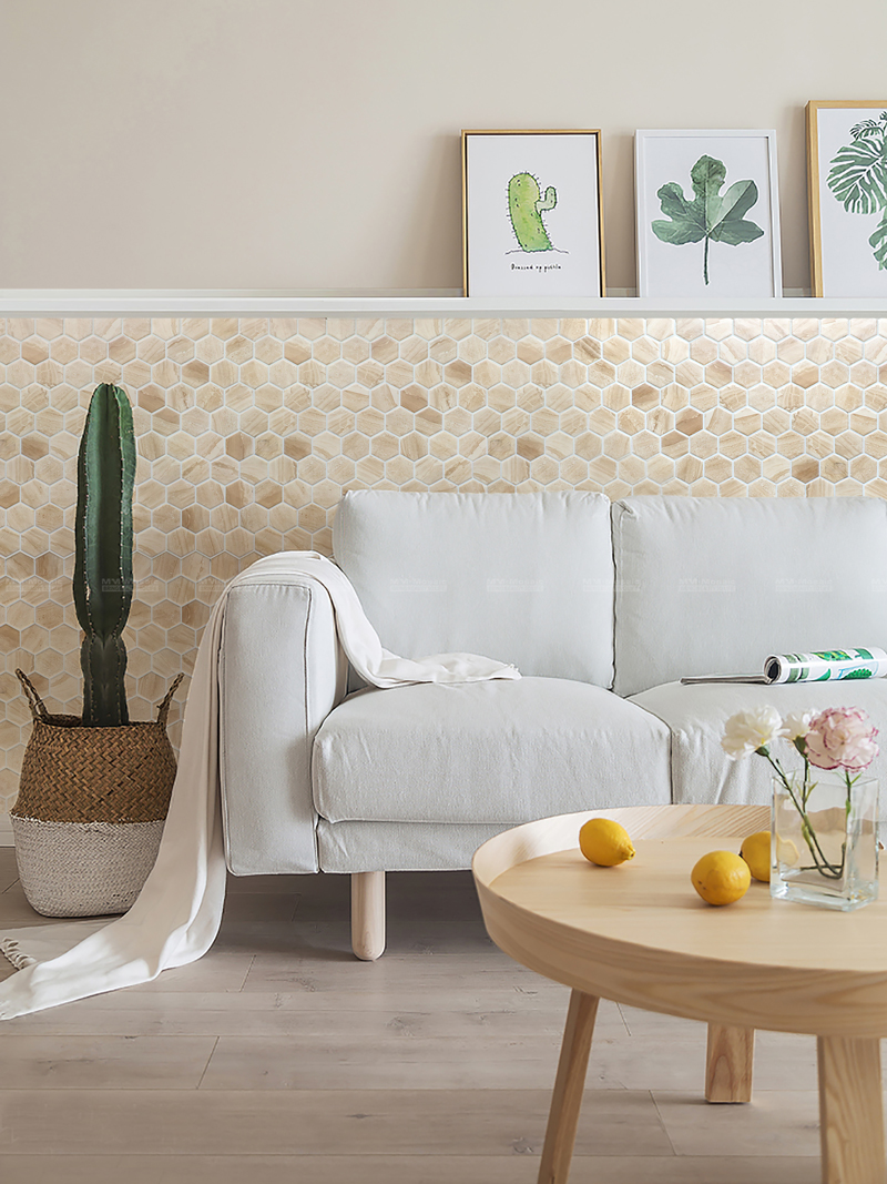 hexagon wall tiles decor living room