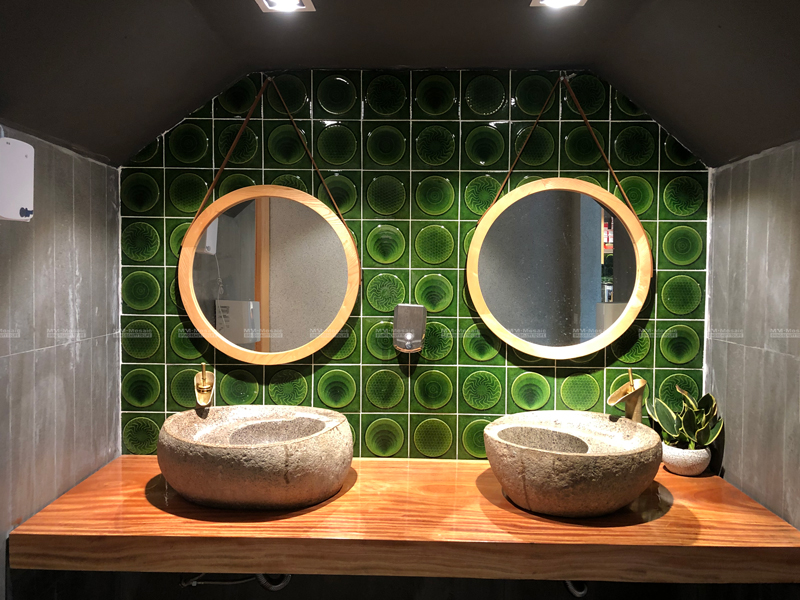 green bathroom wall tiles