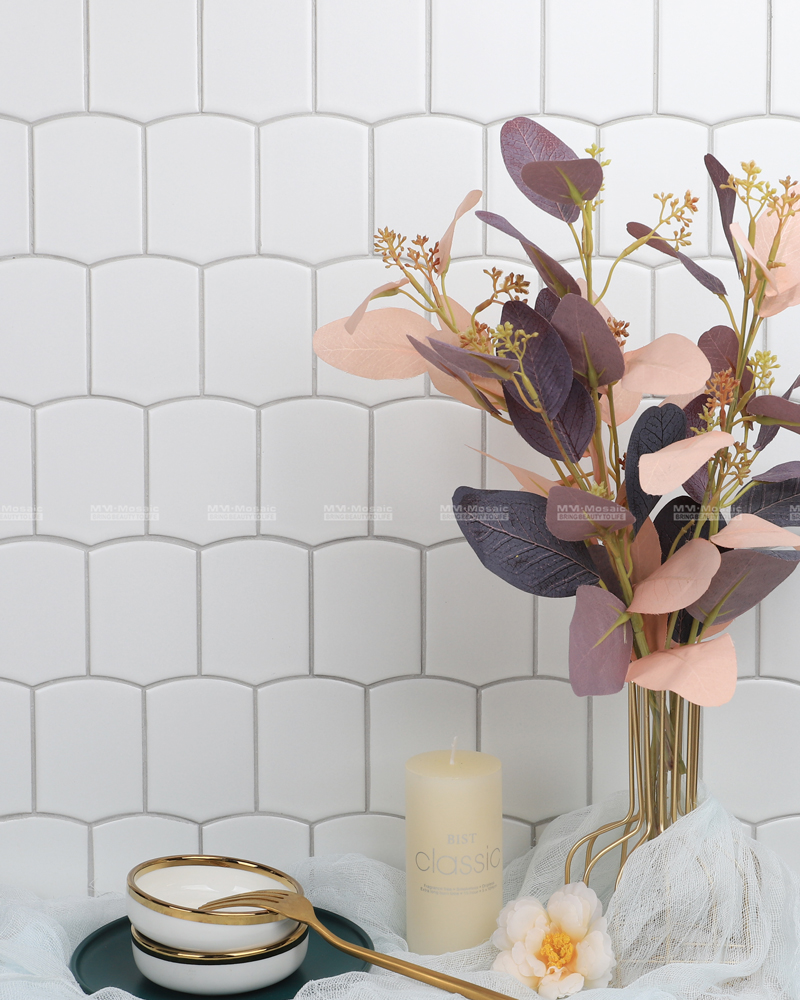 featurel wall with porcelain mosaic tile
