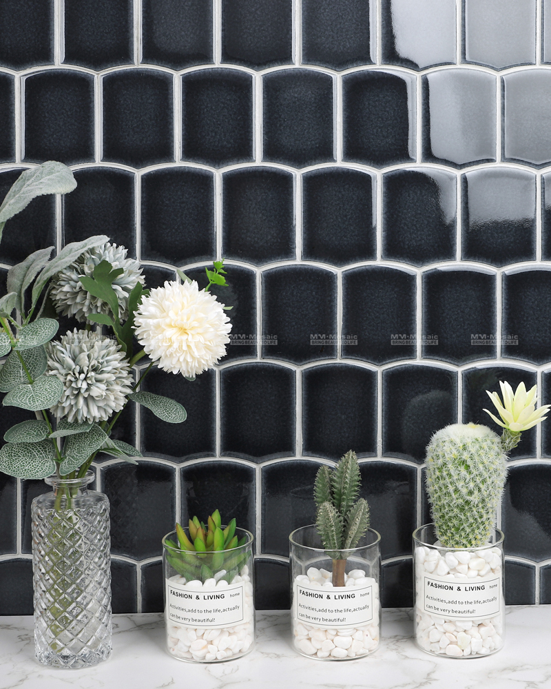 black premuim porcelain wall mosaic tile